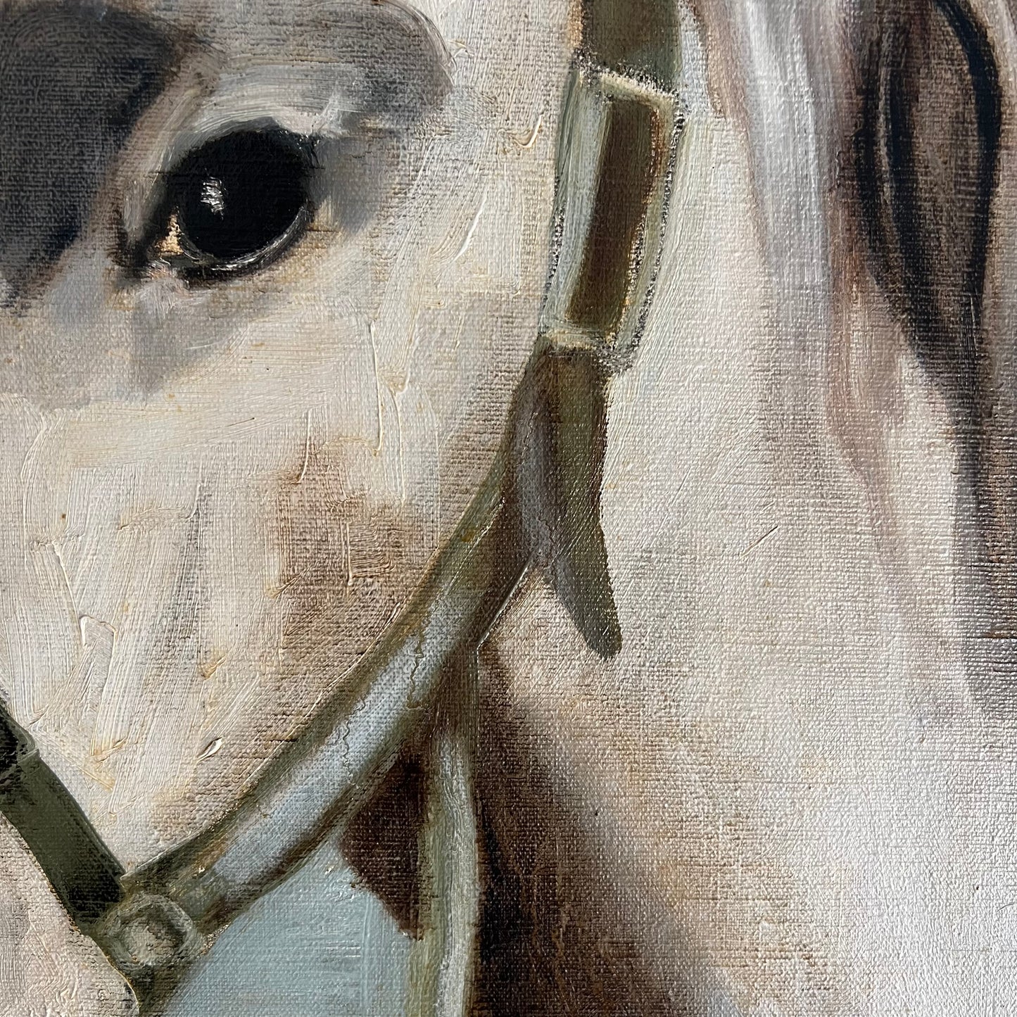 Large Vintage Oil Painting Portrait of a Horse