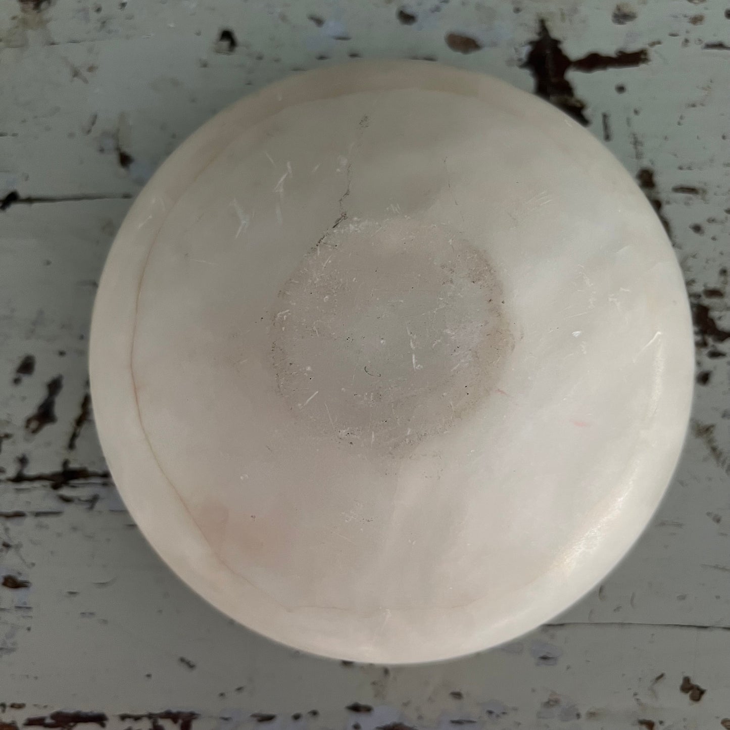 Vintage Handmade Round Alabaster Box