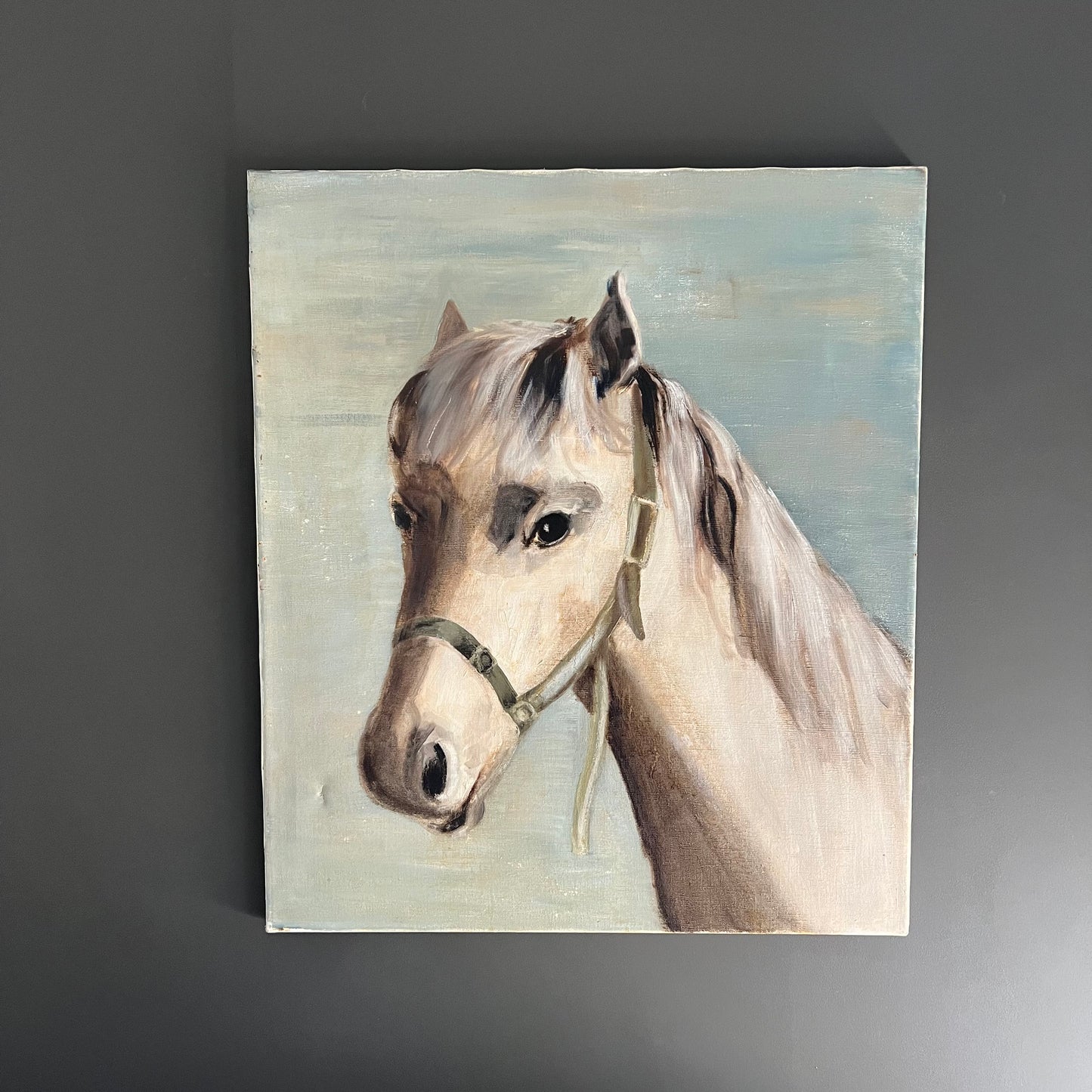 Large Vintage Oil Painting Portrait of a Horse