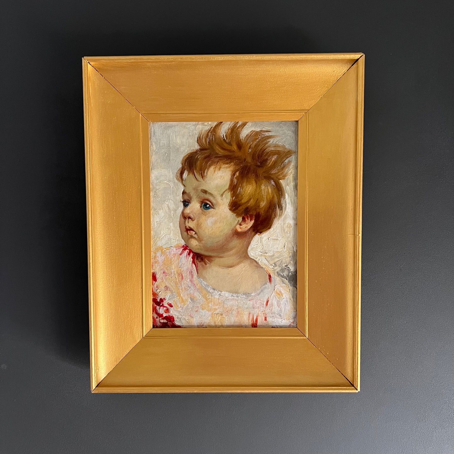 Small Antique Oil Painting Portrait of an Infant c1800s