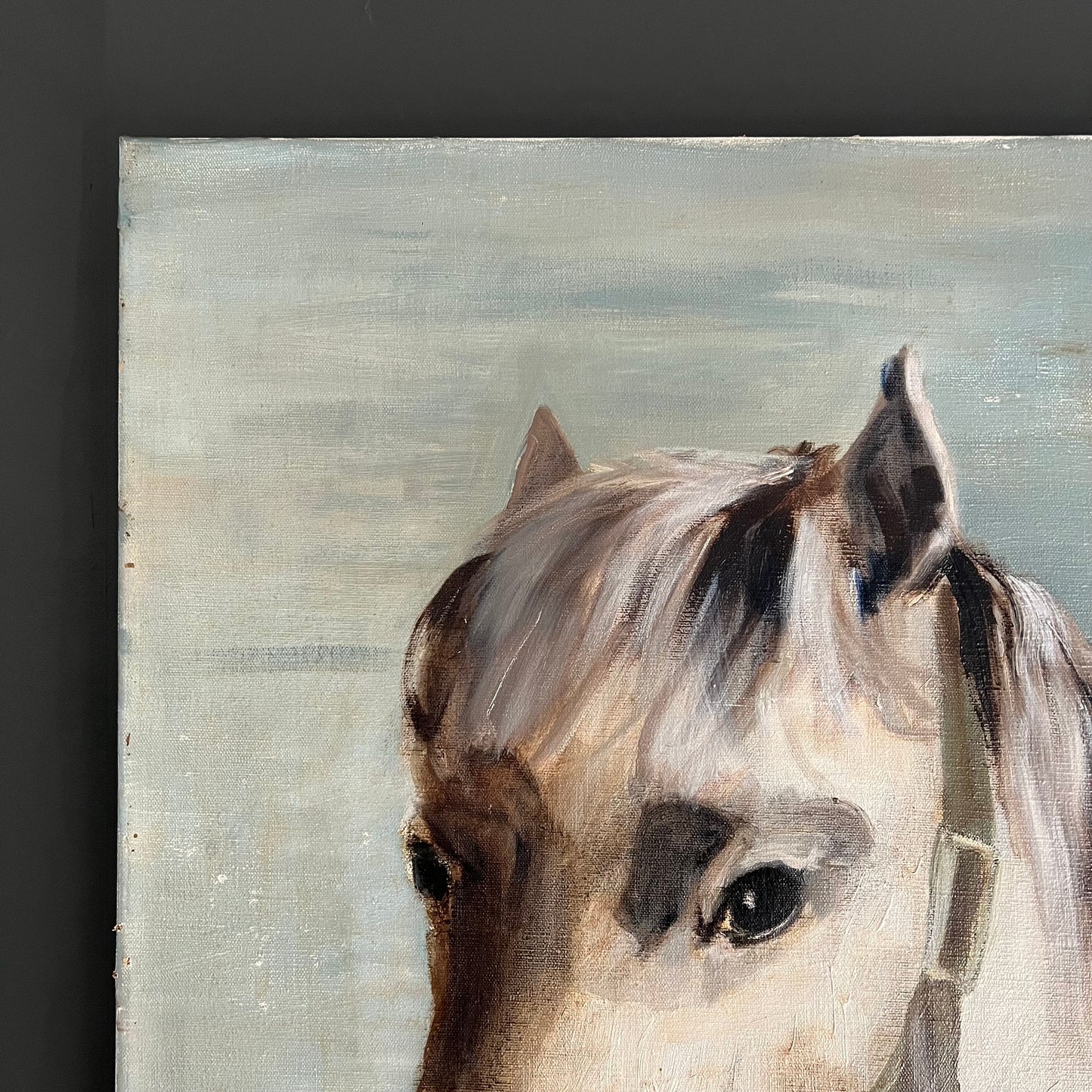 Large Vintage Oil Painting Portrait of a Horse