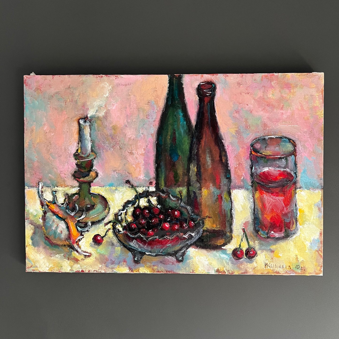 Vintage Painting Still Life Objects on Tabletop