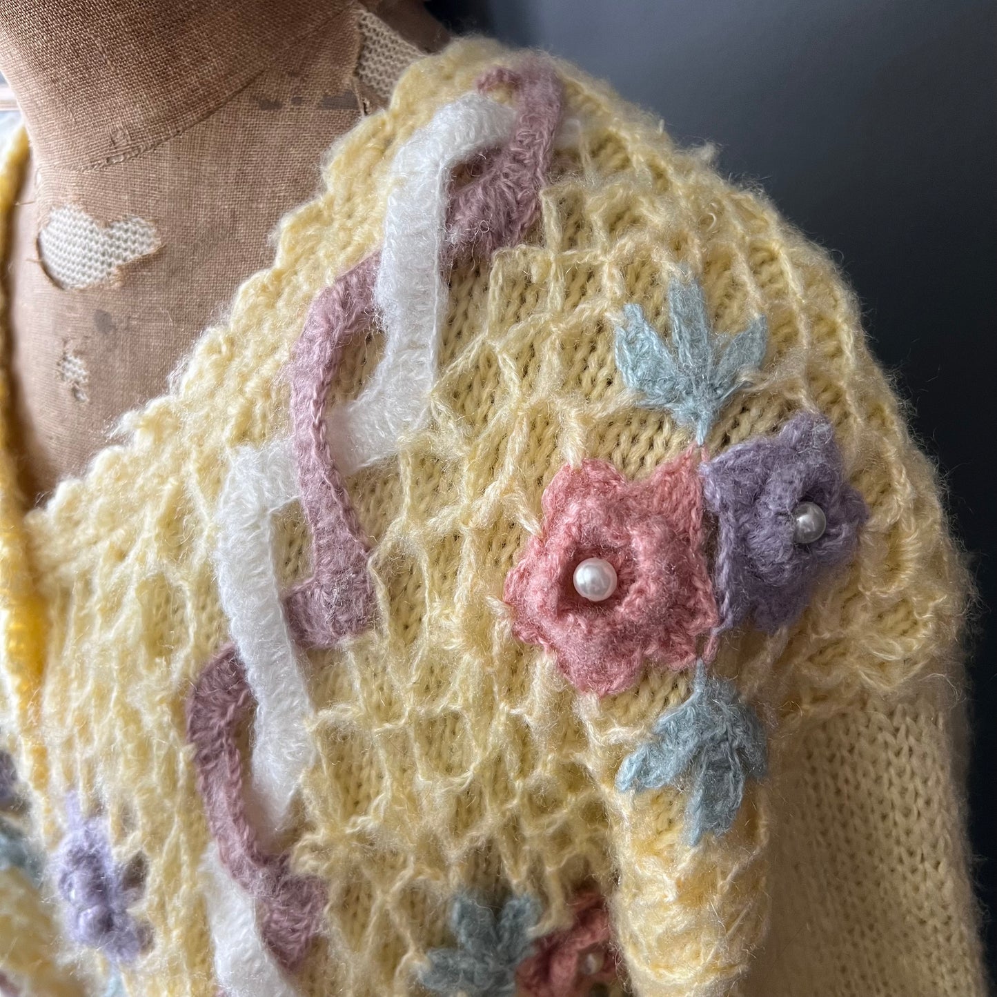 Pretty Pastels and Pearls Vintage Cardigan Knit