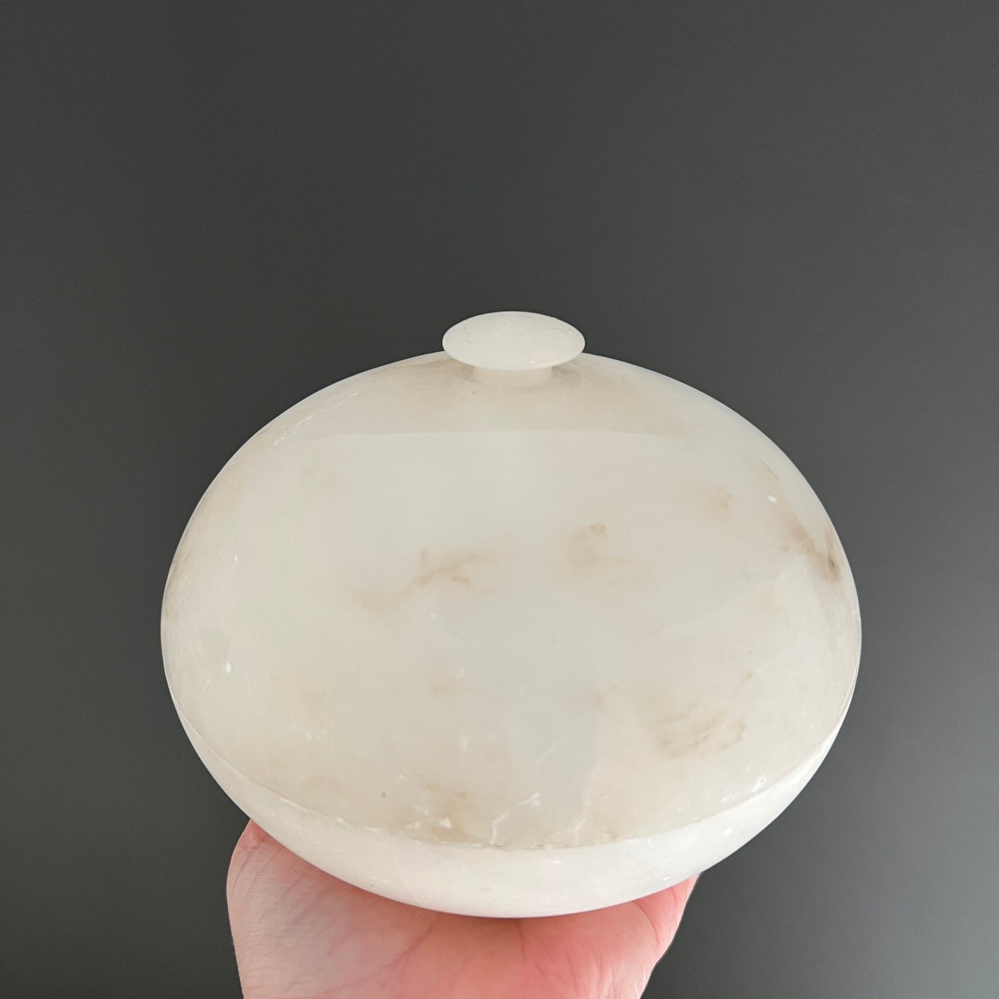 Vintage Handmade Round Alabaster Box