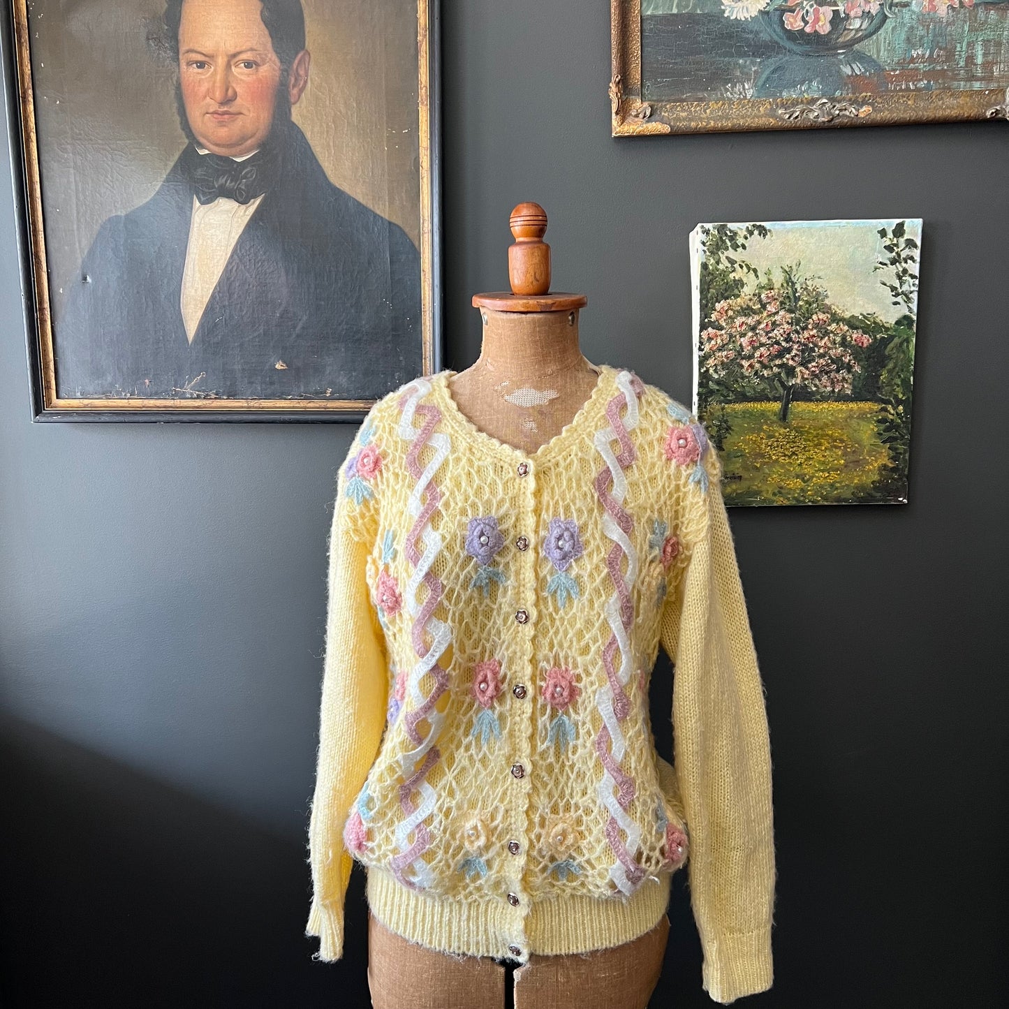 Pretty Pastels and Pearls Vintage Cardigan Knit