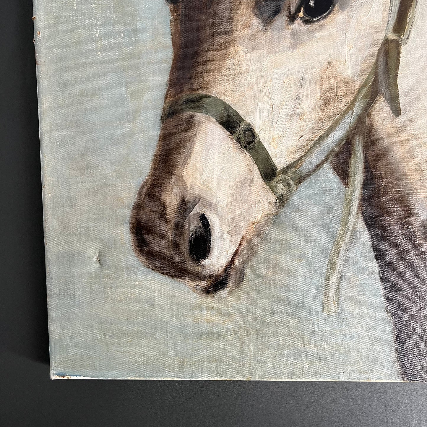 Large Vintage Oil Painting Portrait of a Horse