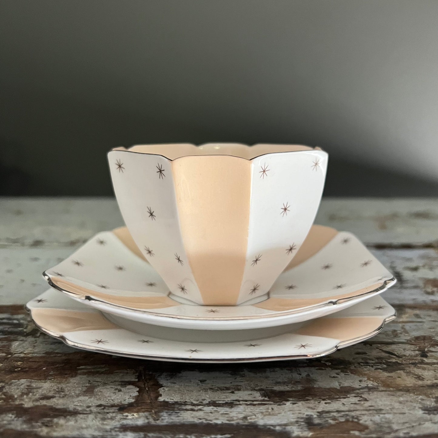 Vintage Shelley Fine Bone China Trio 'Pole Star' Cup Saucer and Plate