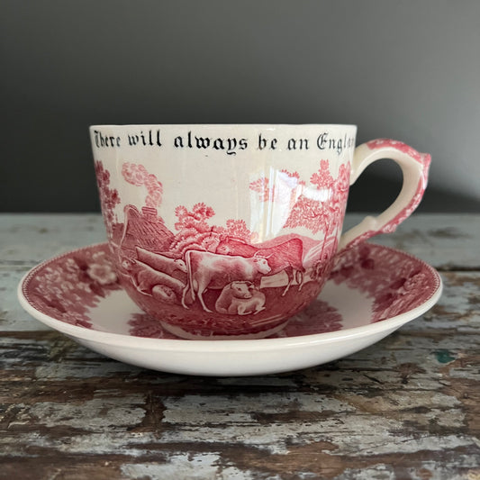 Rare Pink and White "There will always be an England" Adams England Jumbo Cup & Saucer