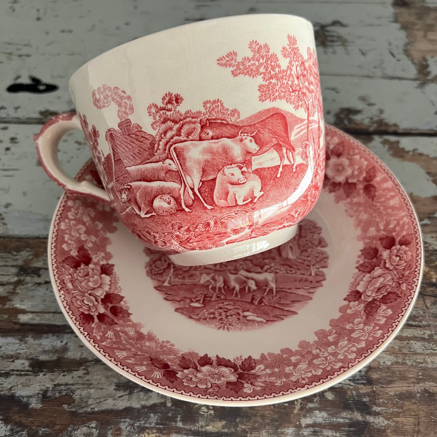 Rare Pink and White "There will always be an England" Adams England Jumbo Cup & Saucer