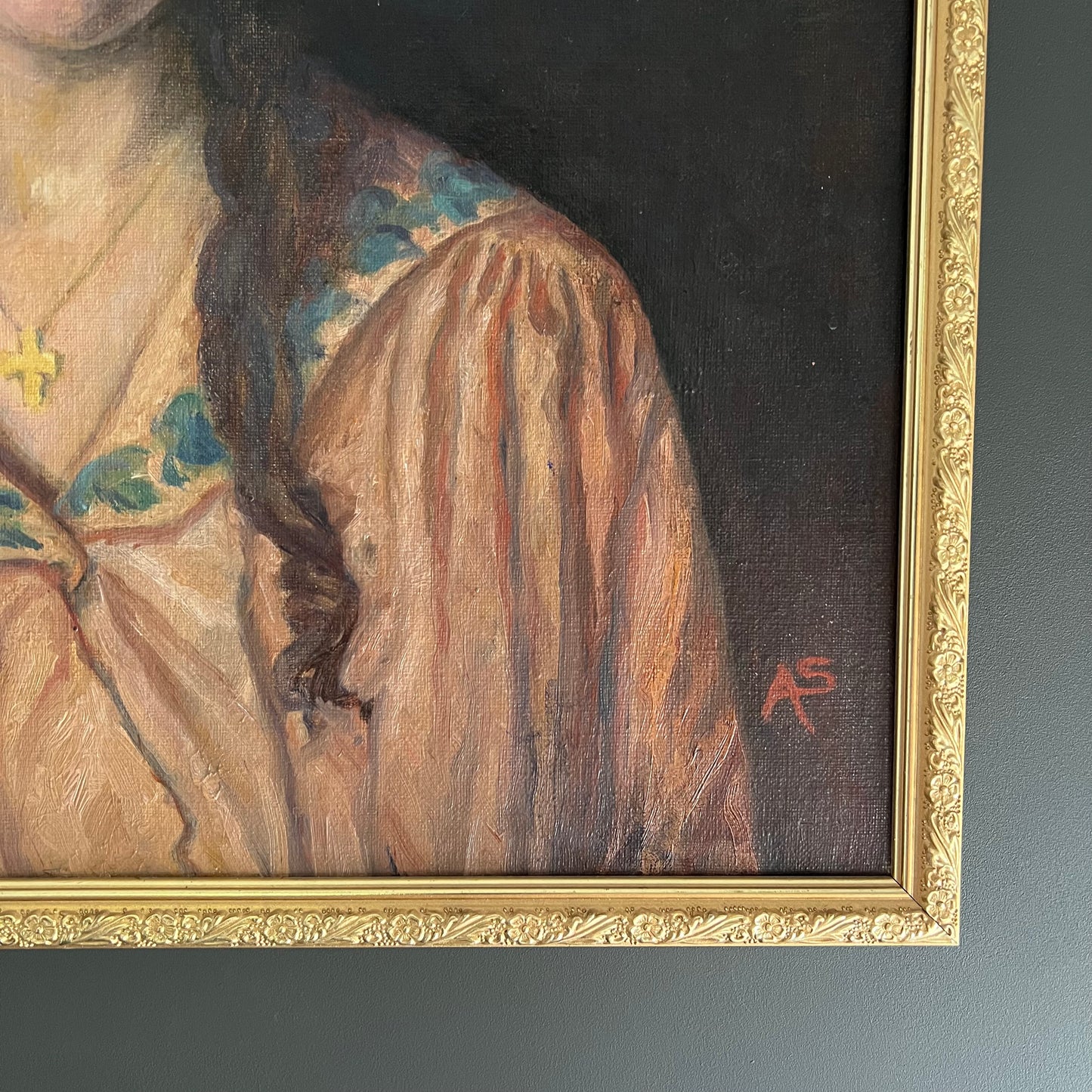 Vintage Oil Painting Portrait of a Girl with Plaits