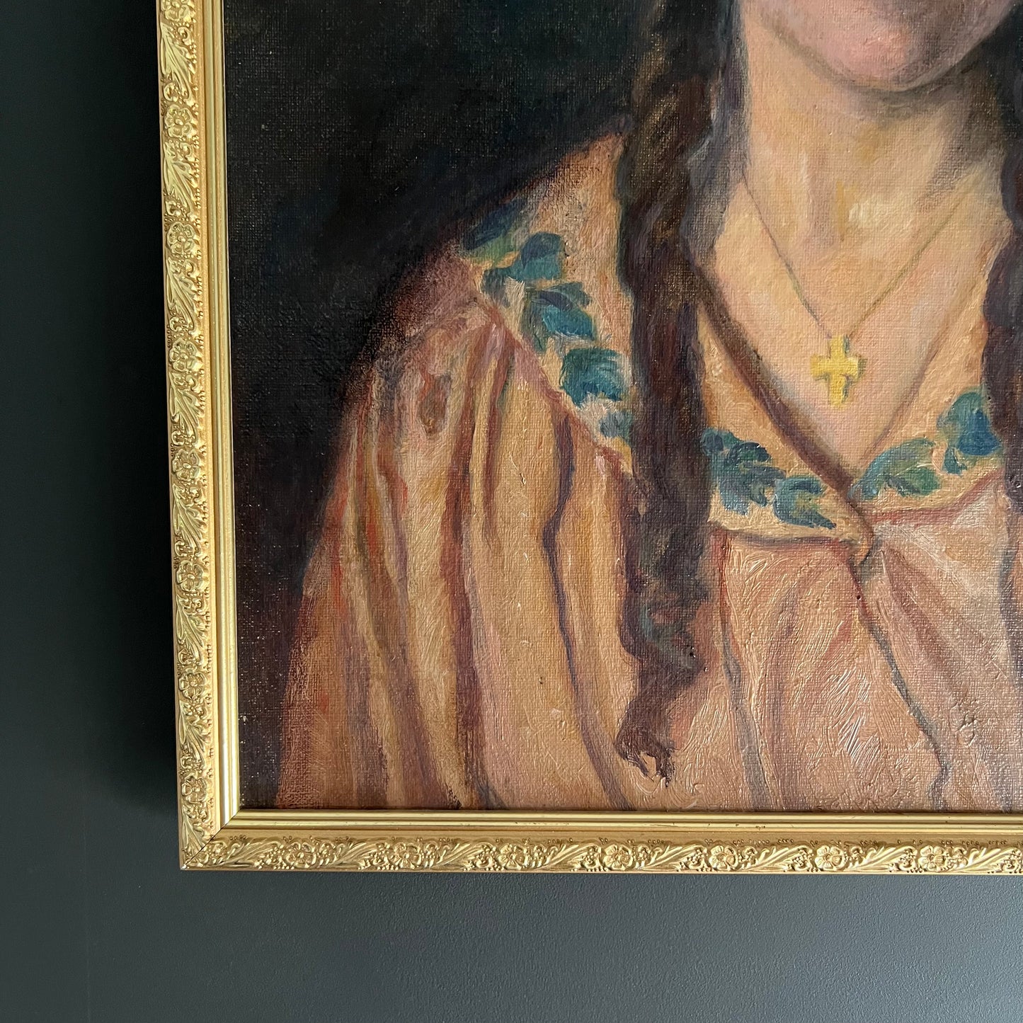 Vintage Oil Painting Portrait of a Girl with Plaits