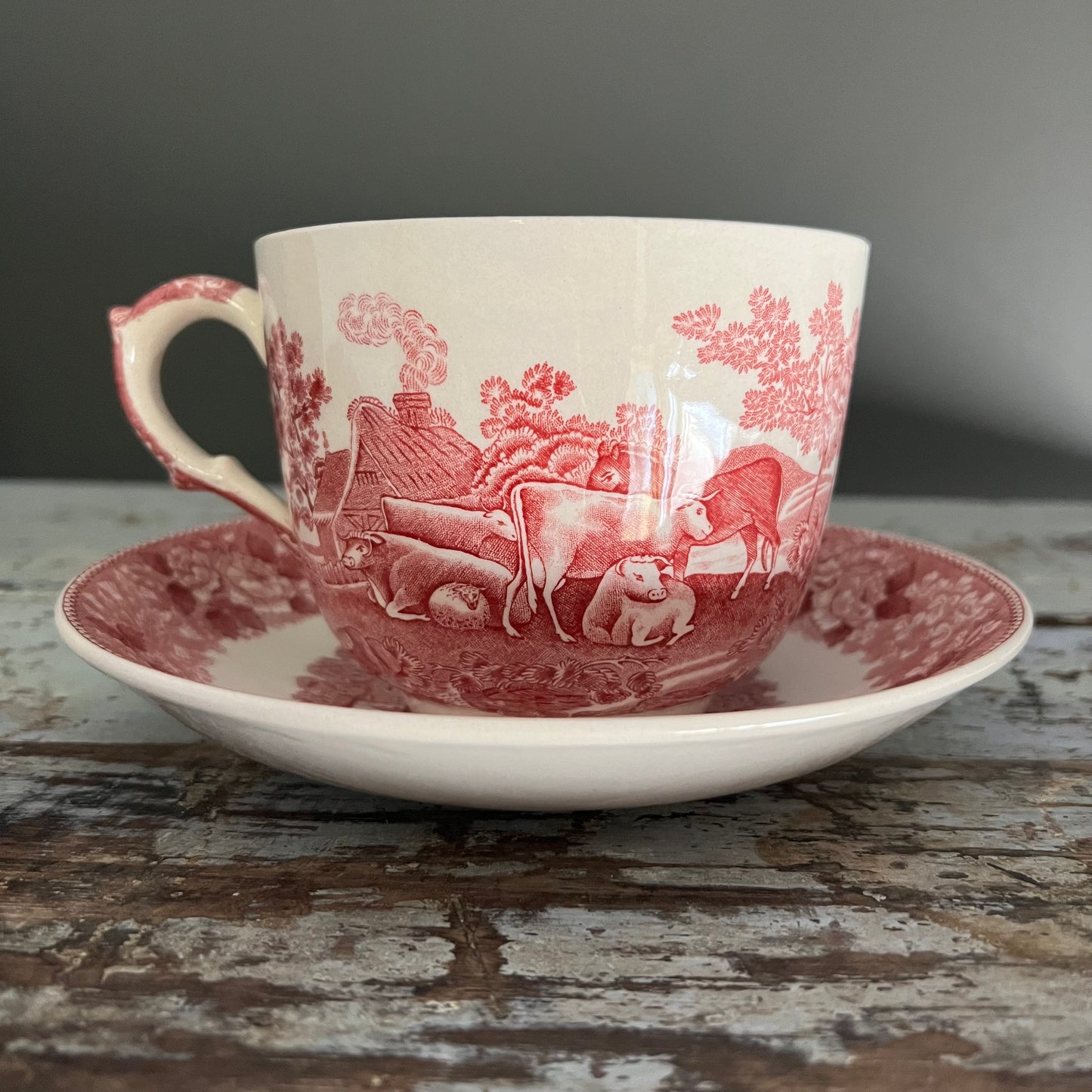 Rare Pink and White "There will always be an England" Adams England Jumbo Cup & Saucer