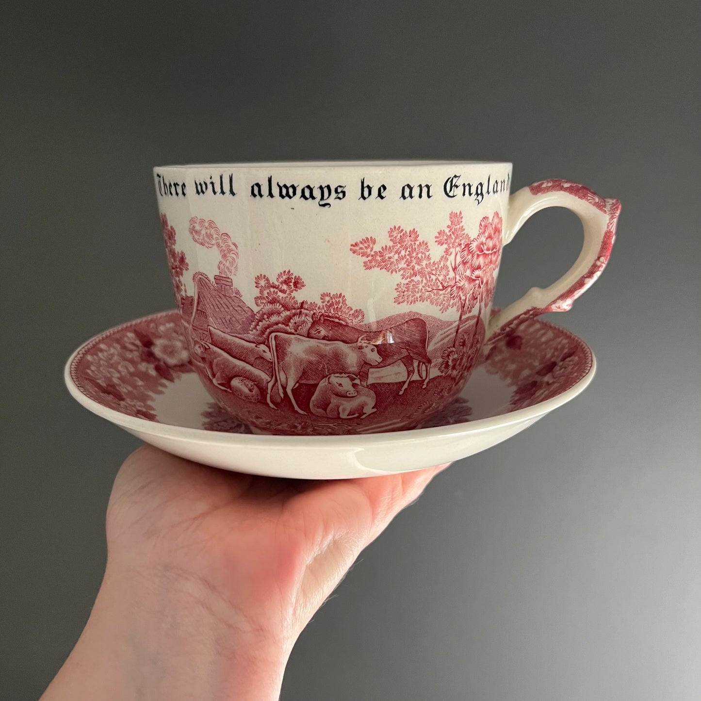 Rare Pink and White "There will always be an England" Adams England Jumbo Cup & Saucer