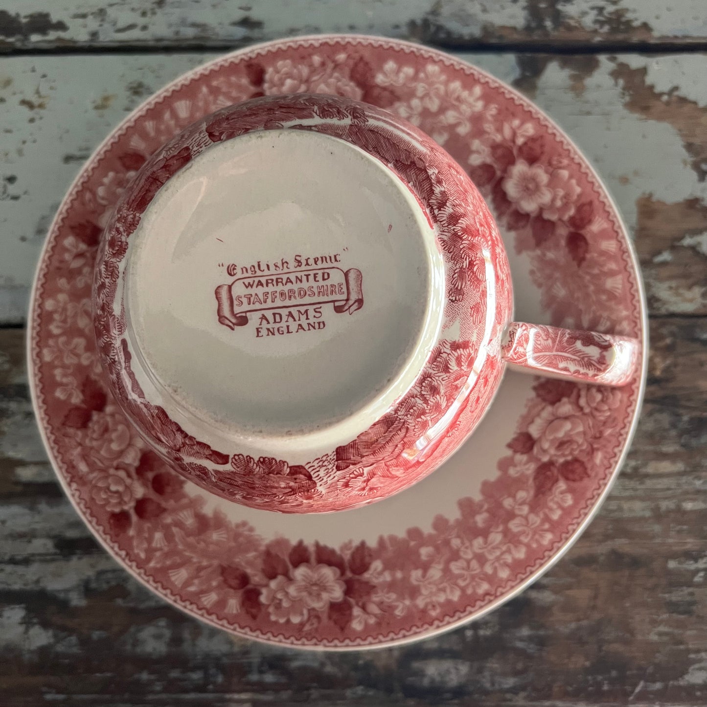 Rare Pink and White "There will always be an England" Adams England Jumbo Cup & Saucer