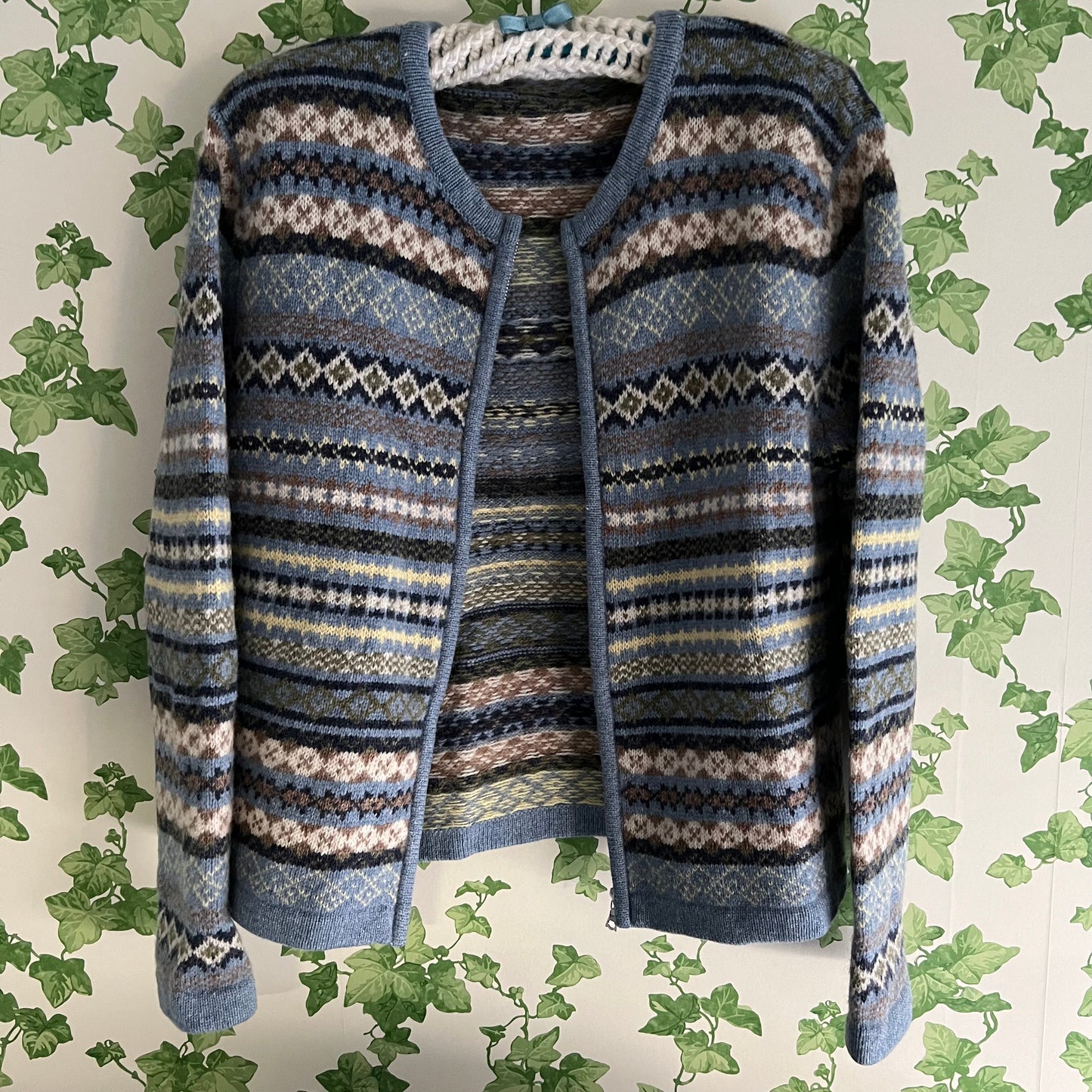 Fair Isle Style Lambswool Coat/Cardigan