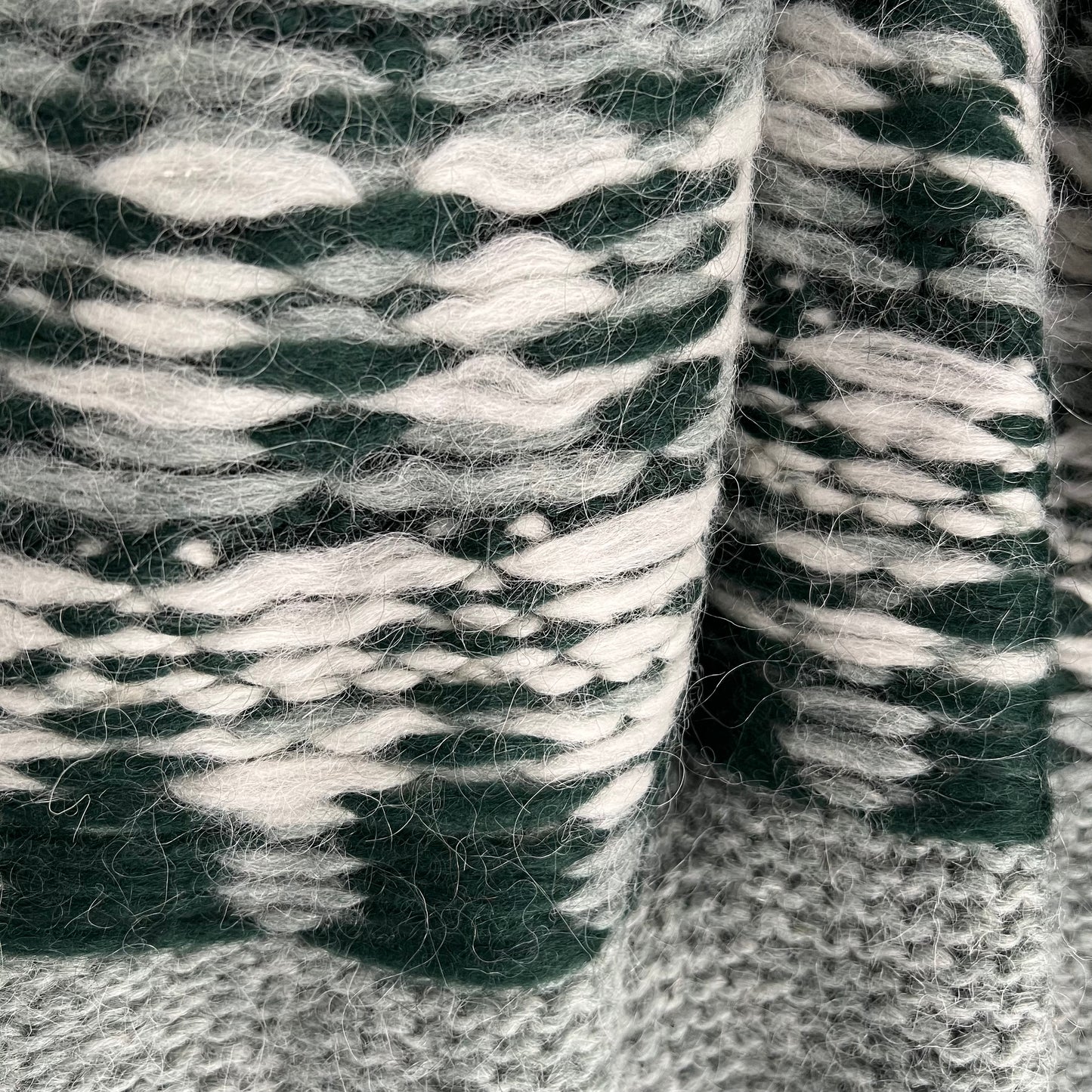 Icelandic Wool Hand Knit Cardigan Green, Sage & White Sz 16/18/20 New