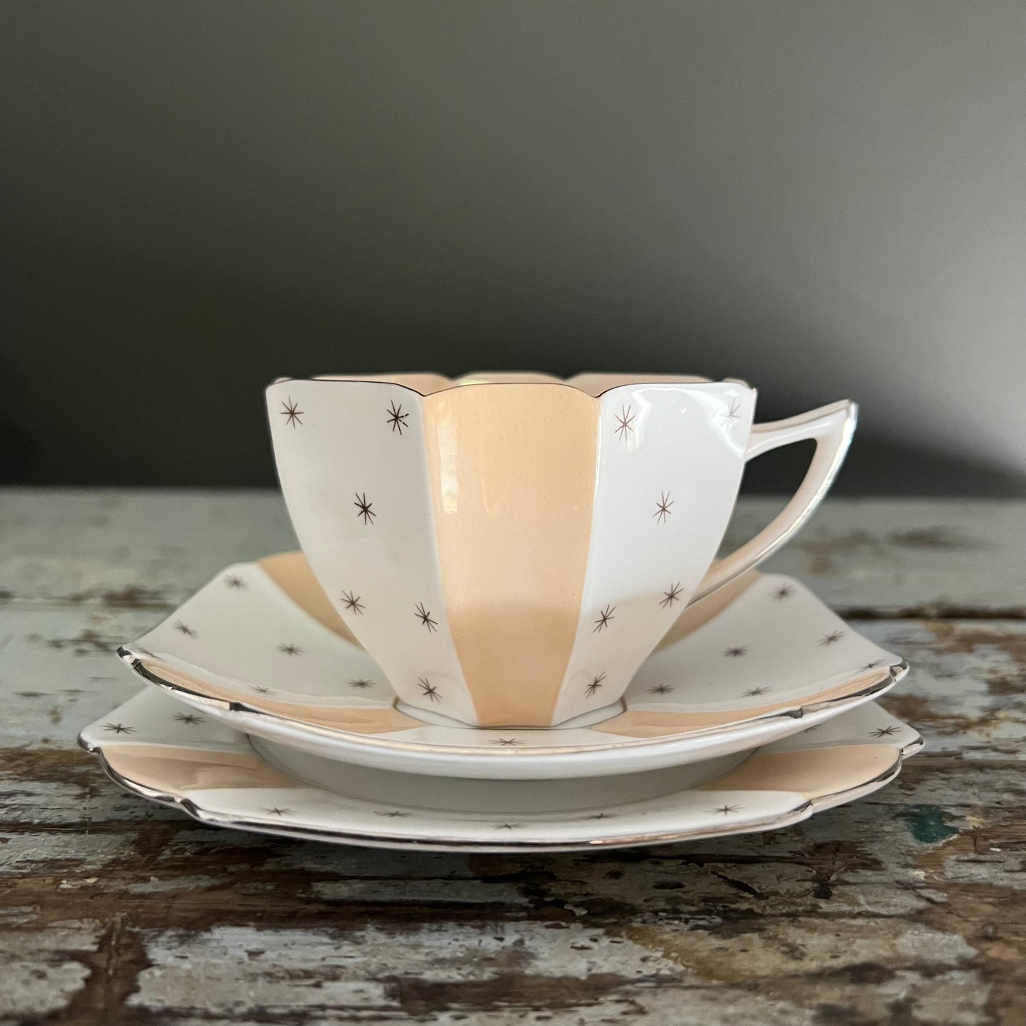 Vintage Shelley Fine Bone China Trio 'Pole Star' Cup Saucer and Plate