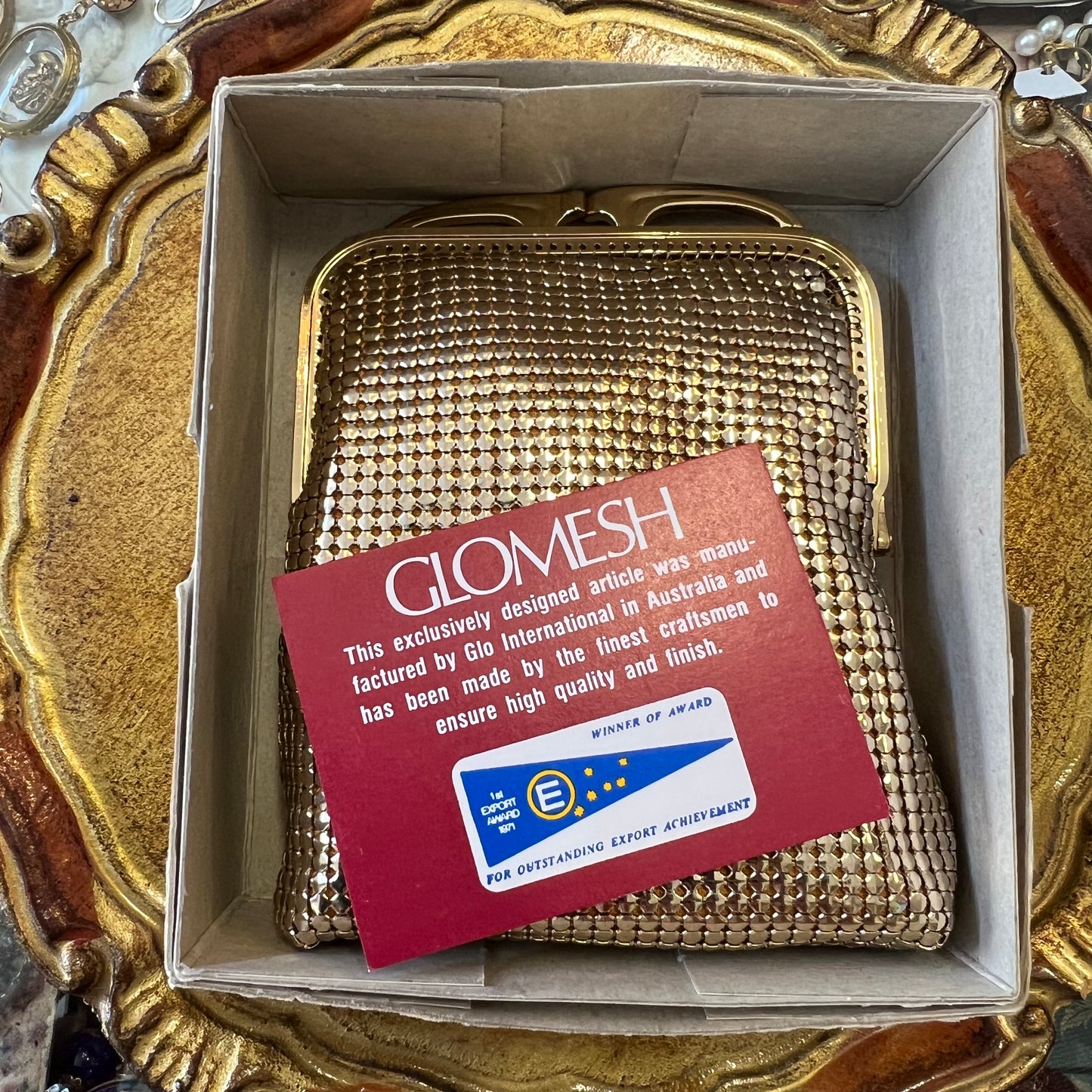 Vintage Gold Glomesh Purse in Original Box