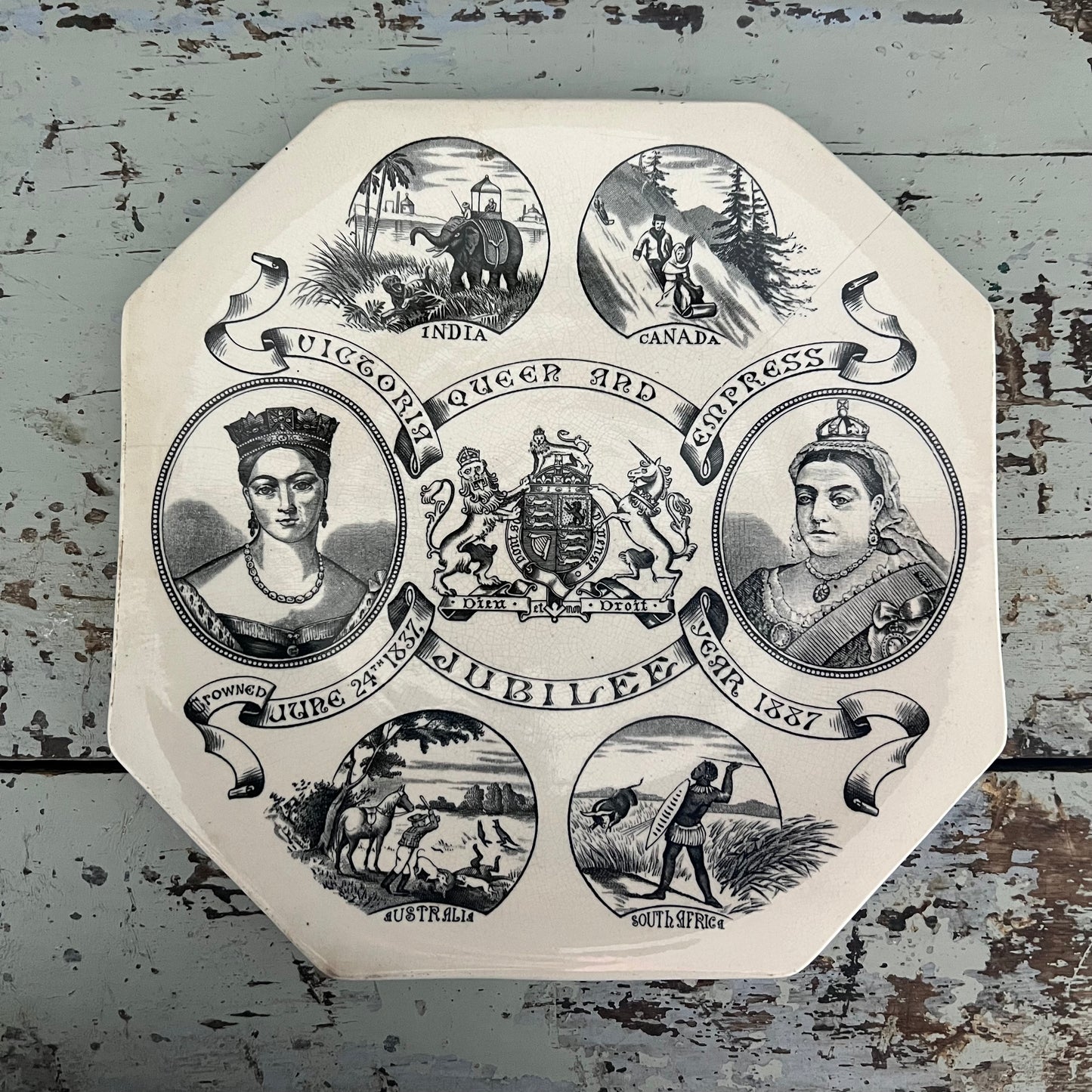 Antique Aesthetic Movement Plate Queen Victoria Jubilee 1884