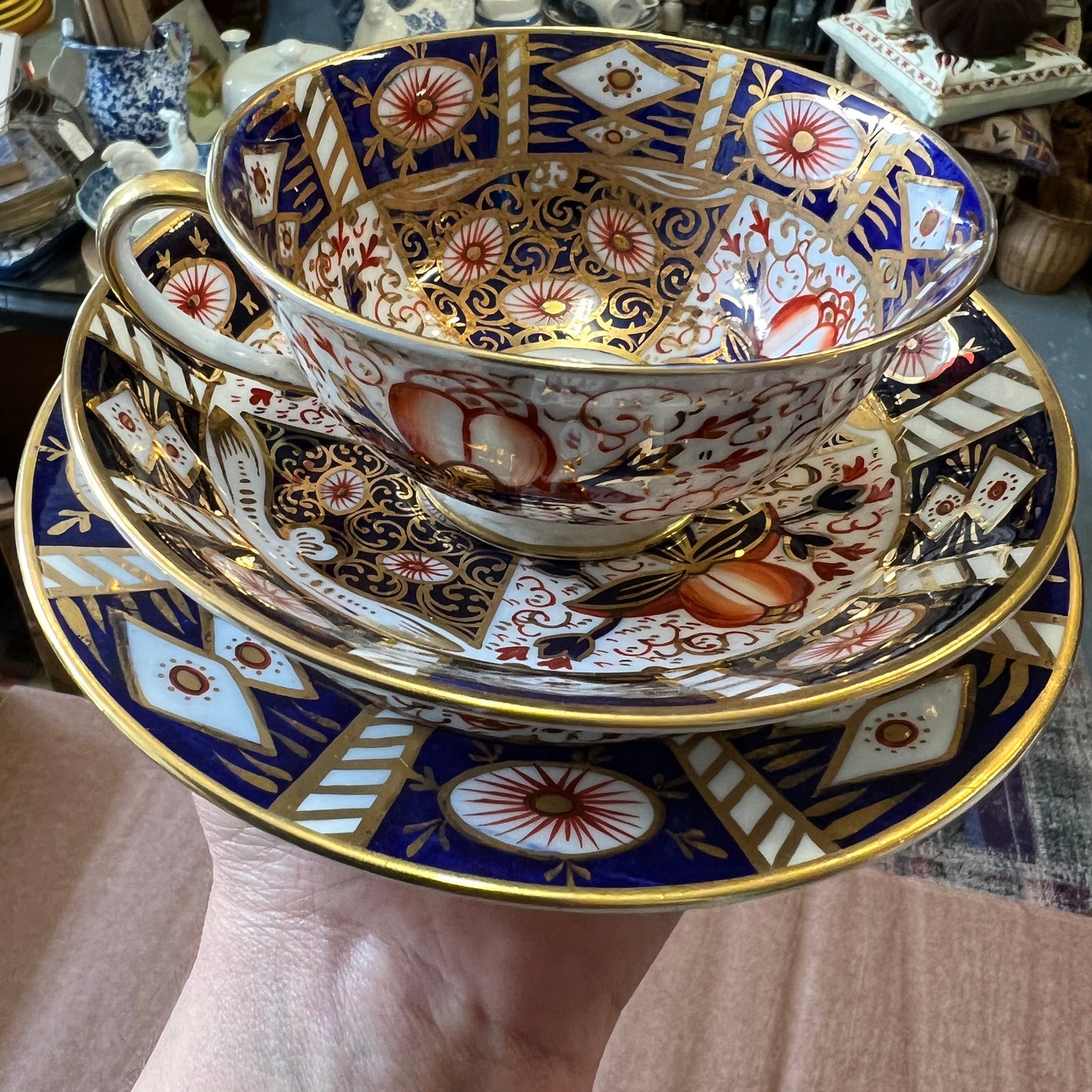 Antique Imari Pattern Cup, Saucer and Plate Made by Birks, Rawlins & Co circa 1900s