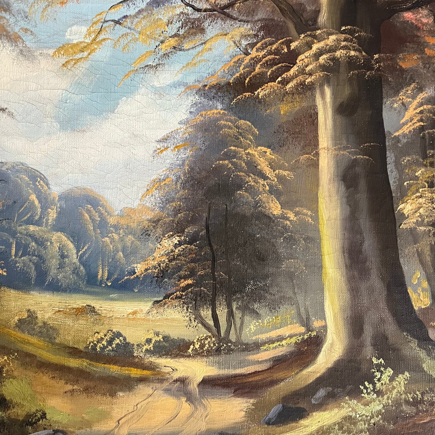 Vintage Oil Painting Landscape Autumn in the Forest