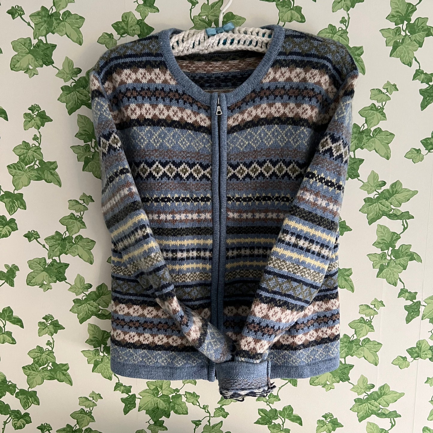 Fair Isle Style Lambswool Coat/Cardigan