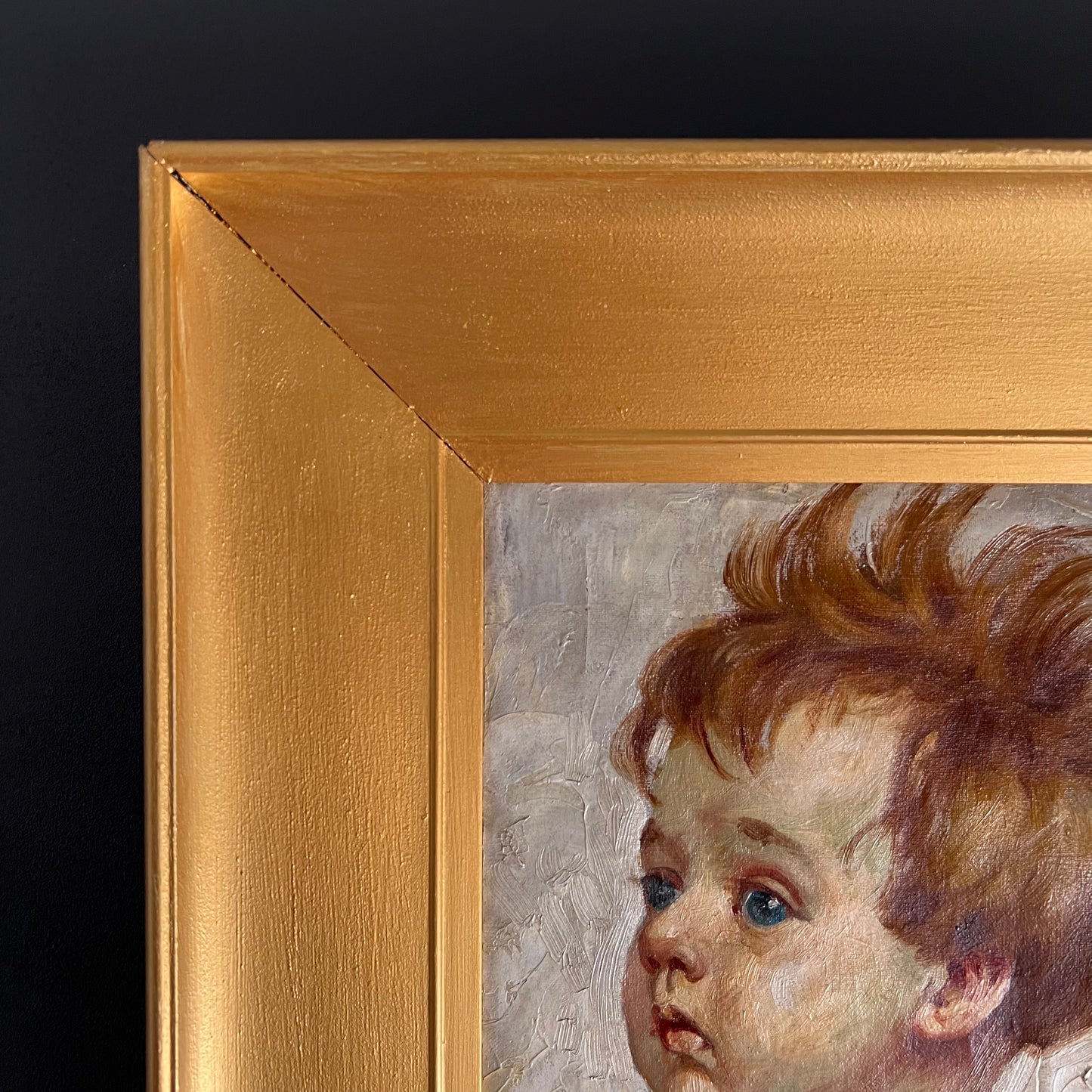 Small Antique Oil Painting Portrait of an Infant c1800s