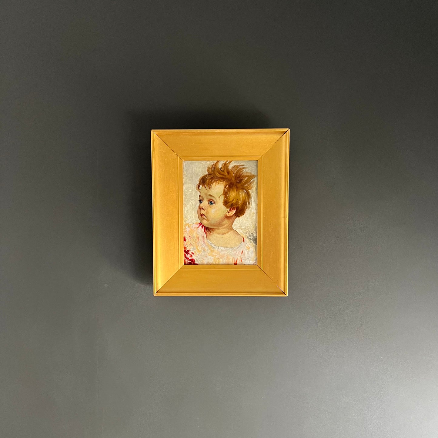 Small Antique Oil Painting Portrait of an Infant c1800s