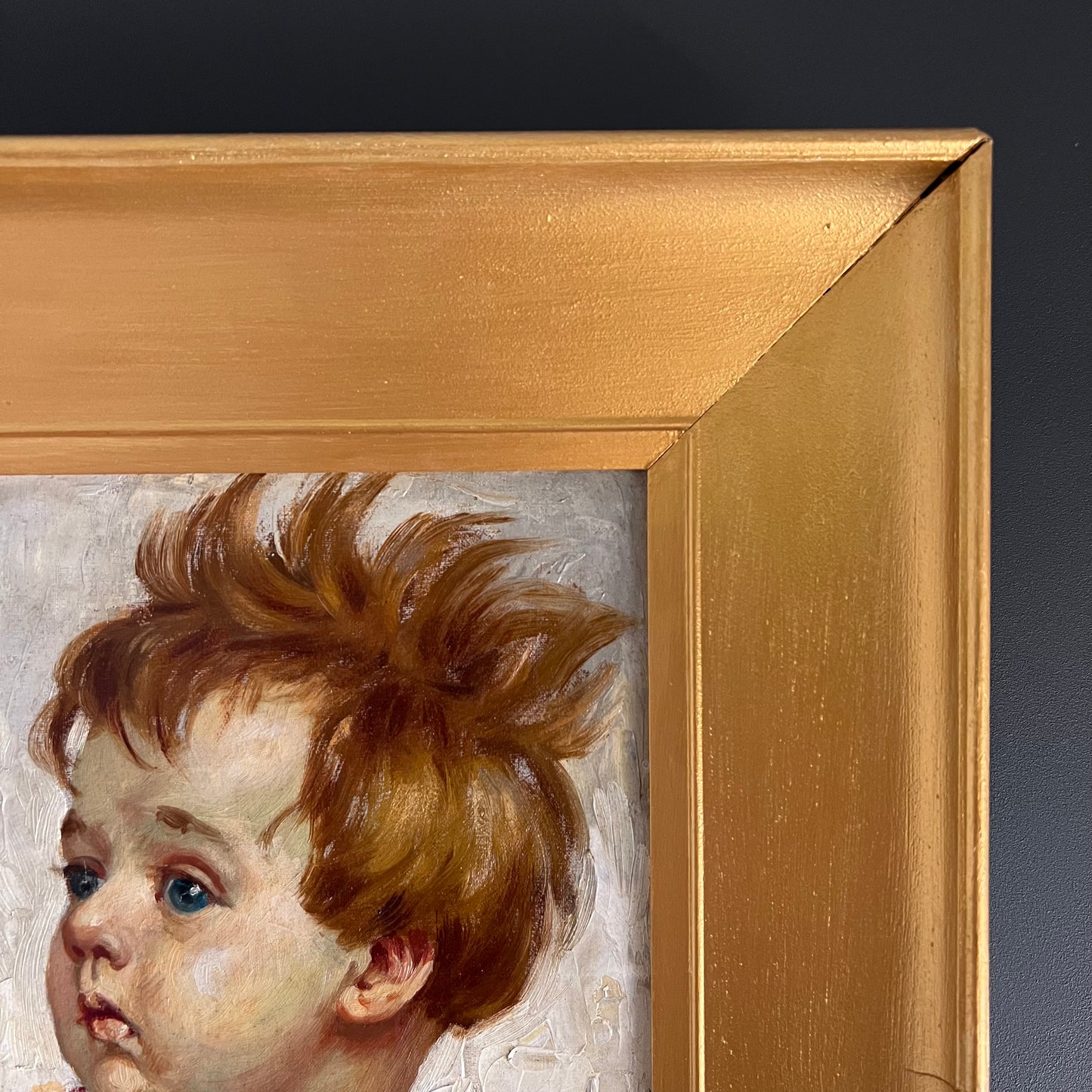 Small Antique Oil Painting Portrait of an Infant c1800s