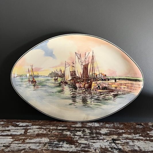 Ships at Nautical Port Oval Plate/Dish ‘Home Waters’ by Royal Doulton England