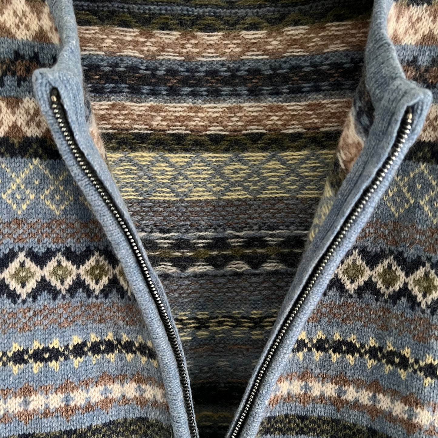 Fair Isle Style Lambswool Coat/Cardigan