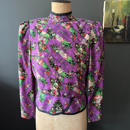 Gorgeous Vintage Saks Fifth Avenue Silk Floral Blouse Designed by Richard Warren 12