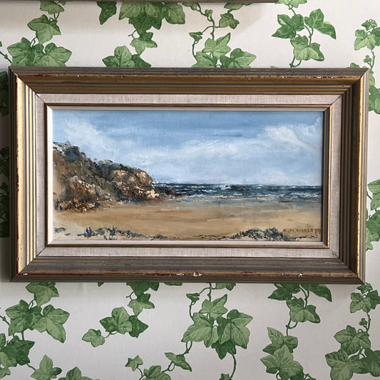 Vintage Landscape Oil Painting At the Beach