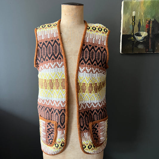 Vintage Woven Geometric Pattern Vest