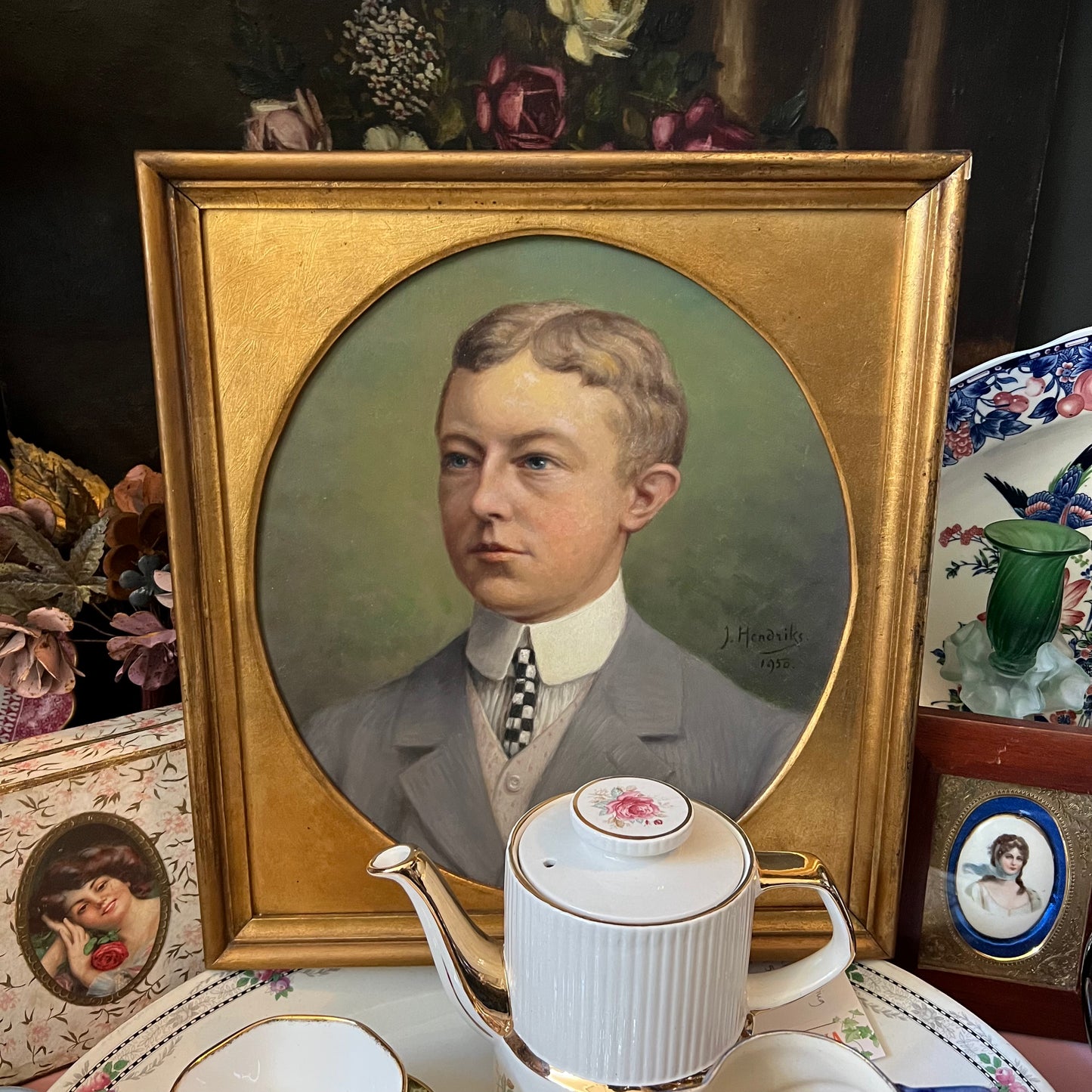 Vintage Dutch Oil Painting Portrait of a Young Gentleman