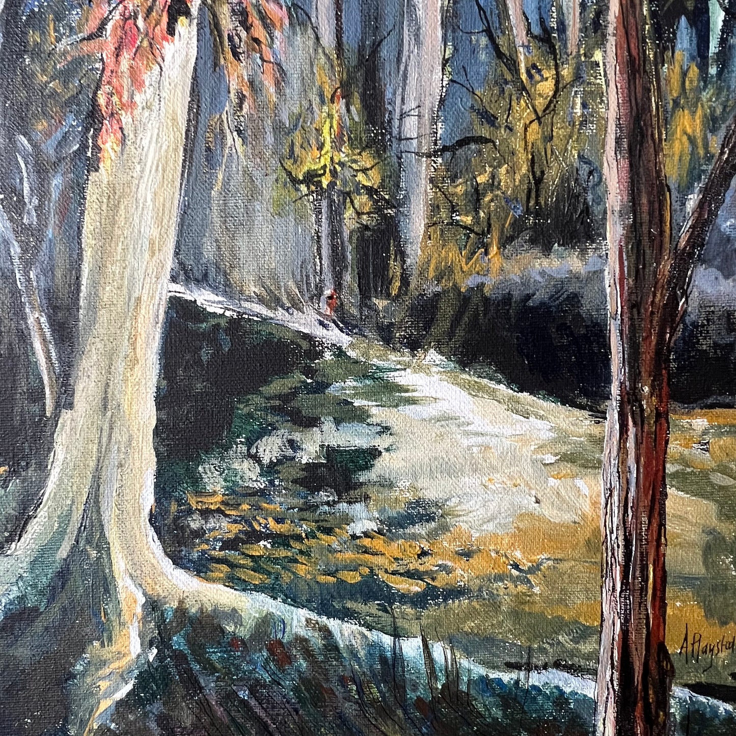 Vintage Oil Painting Landscape Amongst the Trees